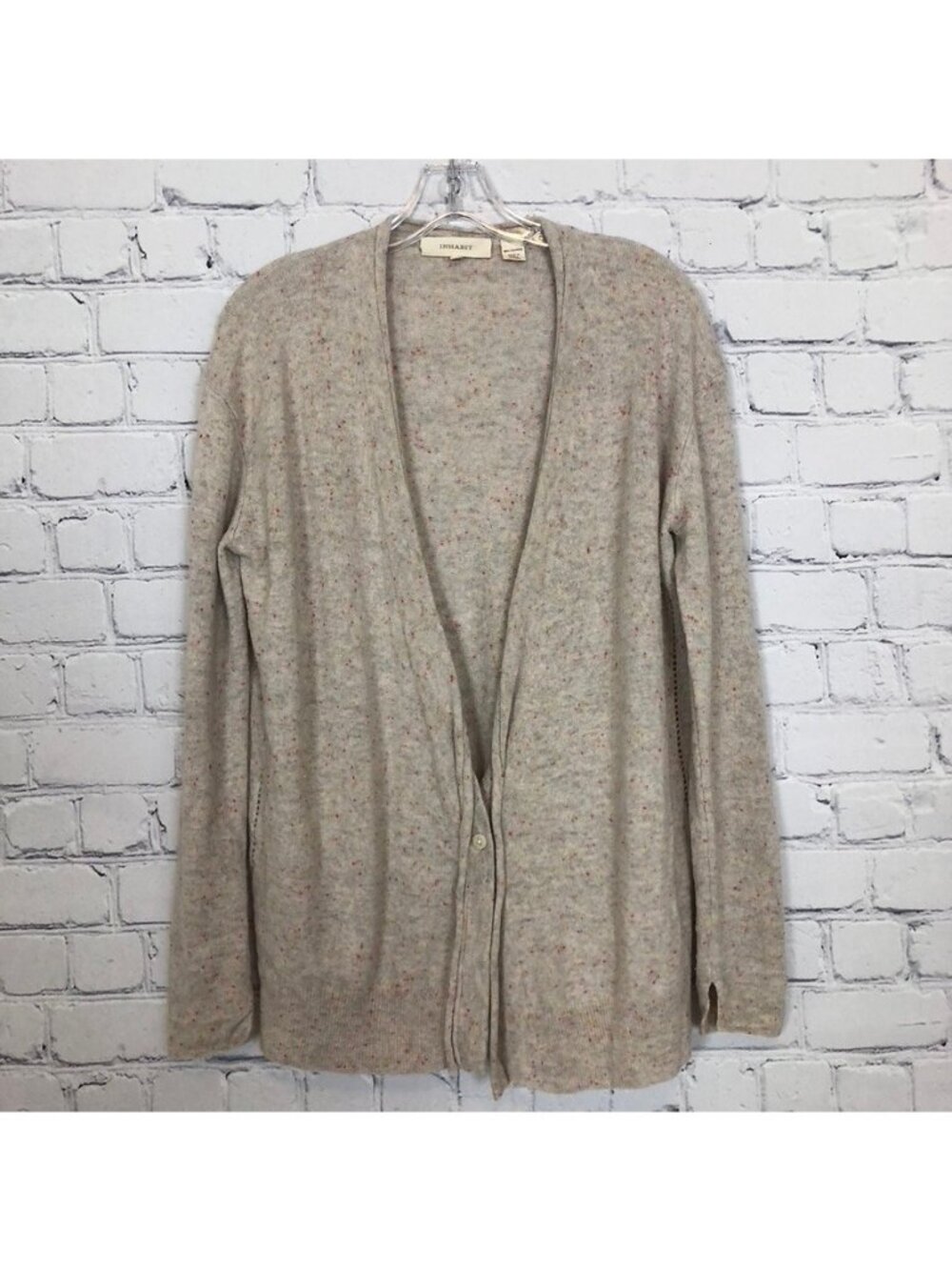 Inhabit 100% Cashmere Cardigan Sweater Size M Tan Speckled
